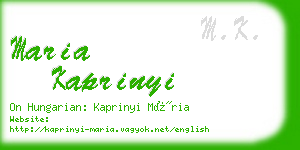 maria kaprinyi business card